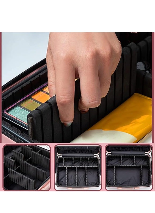 globalstar Globalstar Travel Makeup Organizer - Pink Artist Makeup Bag & Portable Skincare Train Case  - Image 3
