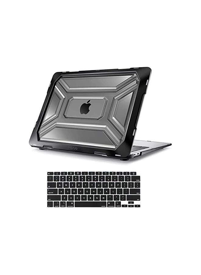 موسيسو متوافق مع حافظة MacBook Air مقاس 13 بوصة إصدار 2021 A2337 M1 A2179 مع شاشة Retina Touch ID، حافظة صلبة من البلاستيك عالي التحمل مع مصد TPU وغطاء لوحة المفاتيح، أسود - Image 1