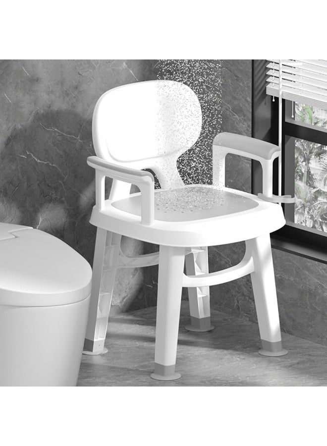 HUMJO Bathroom Shower Chair With Back Armrests Anti Slip Floor Mats Shower Head Snap Bench Comfortable Cushioned Shower Chair For Elderly Disabled Pregnant Ramadan Gift Home Care Hygiene Safe（Load Capacity 158KG） - Image 2
