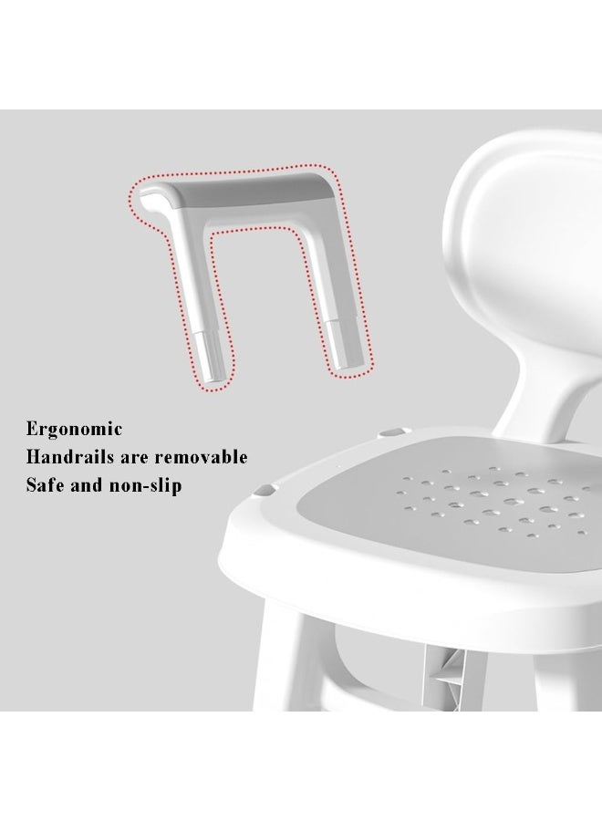 HUMJO Bathroom Shower Chair With Back Armrests Anti Slip Floor Mats Shower Head Snap Bench Comfortable Cushioned Shower Chair For Elderly Disabled Pregnant Ramadan Gift Home Care Hygiene Safe（Load Capacity 158KG） - Image 3