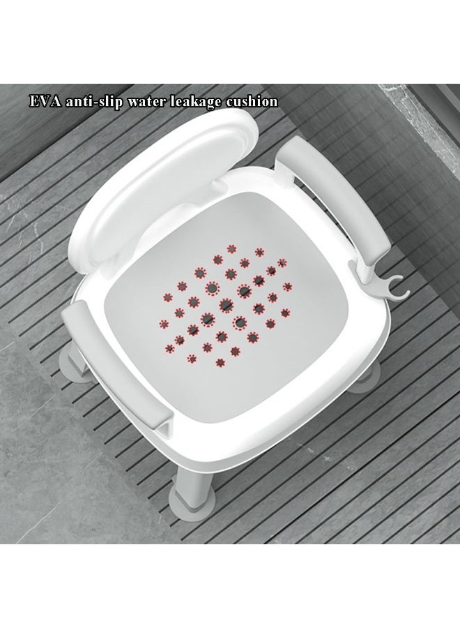 HUMJO Bathroom Shower Chair With Back Armrests Anti Slip Floor Mats Shower Head Snap Bench Comfortable Cushioned Shower Chair For Elderly Disabled Pregnant Ramadan Gift Home Care Hygiene Safe（Load Capacity 158KG） - Image 4