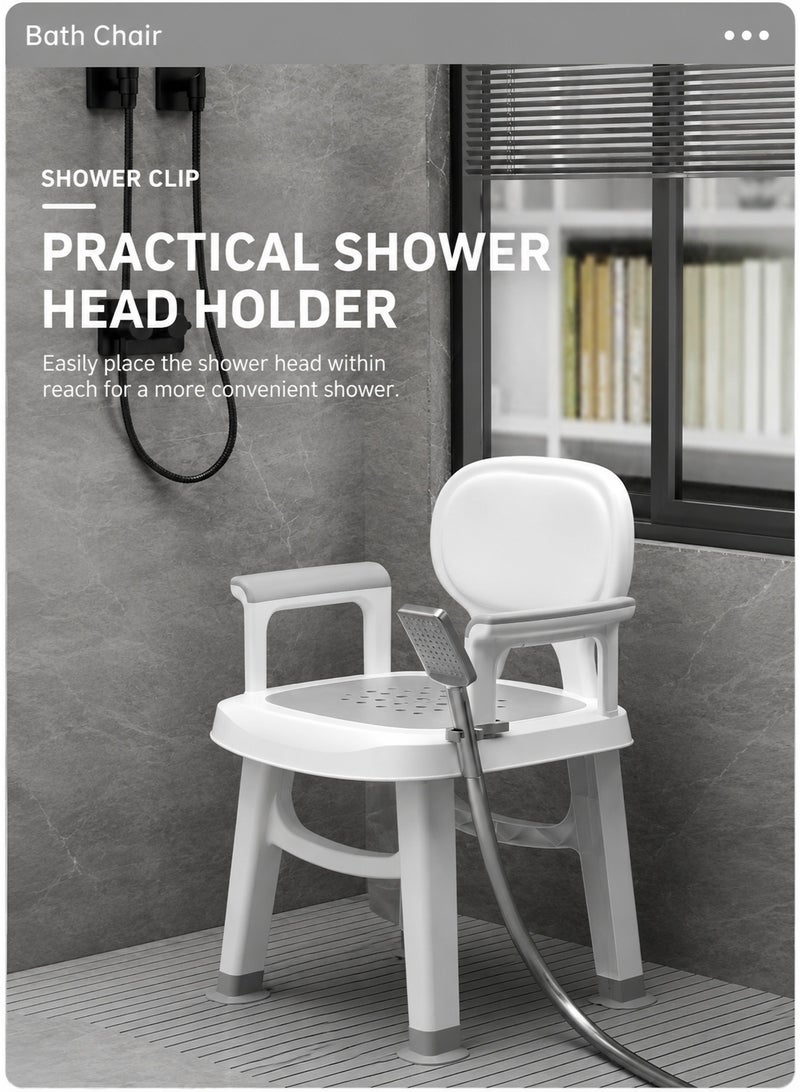 هيومان جوي كرسي استحمام مزود بمساند للذراعين وحامل لرأس الدش وقاعدة مطاطية مانعة للانزلاق، كرسي استحمام مريح مبطن لكبار السن وذوي الاحتياجات الخاصة والحوامل، مناسب للرعاية المنزلية والحمامات الآمنة. - Image 2