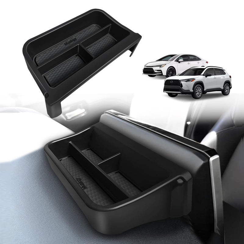 Muslogy Dashboard Storage Organizer Fits For 20202024 2025 Toyota Corolla  20222025 Corolla Cross Accessories NonSlip Insert Behind Screen for 8inch Touch Screen Wont Fit 2026 Model Black