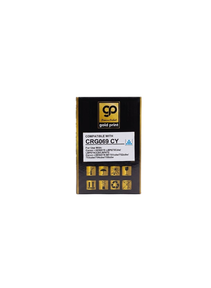 طباعة الذهب Gold Print Premium Toner Cartridge CRG069 Cyan Compatible for Canon i-SENSYS LBP673Cdw, LBP674Cx, LBP672C, Canon i-SENSYS MF751cdw, 752cdw, 753, Toner: Refined toner is infinitely close to original toner to achieve high color printing. - Image 3