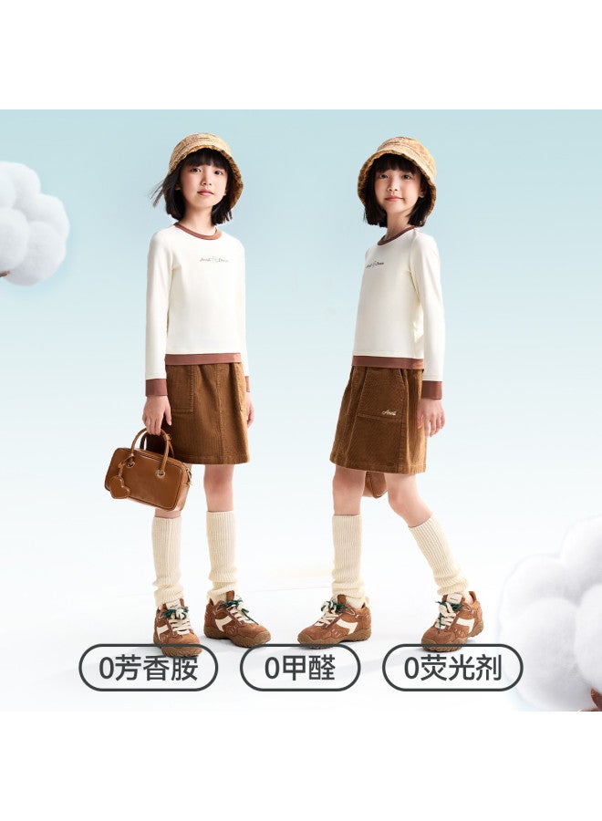 Annil Girls' Round Neck Long Sleeve T-shirt 2025 Autumn New Short Style Versatile Fashion Color Block Stretchy Base Layer Top - Image 4