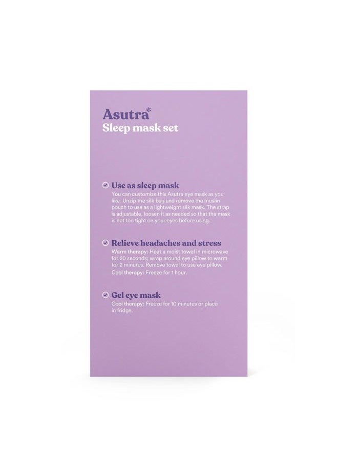 Asutra Silk Eye Pillow for Sleep, Black - Filled w/Lavender Buds & Flax Seeds, Weighted Eye Mask, Meditation & Light Blocking Blindfold, Cooling Gel Mask Included  - Image 4