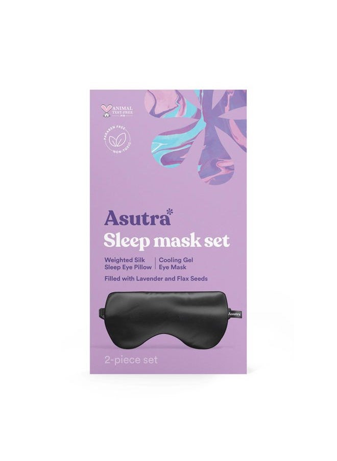 Asutra Silk Eye Pillow for Sleep, Black - Filled w/Lavender Buds & Flax Seeds, Weighted Eye Mask, Meditation & Light Blocking Blindfold, Cooling Gel Mask Included  - Image 5
