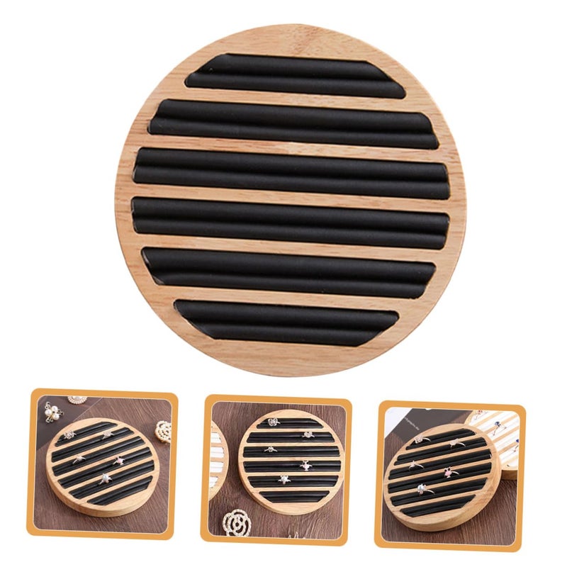 Natural Wood Ring Organizer Tray with Slot Design for Jewelry Storage on Dressing Table - Image 3