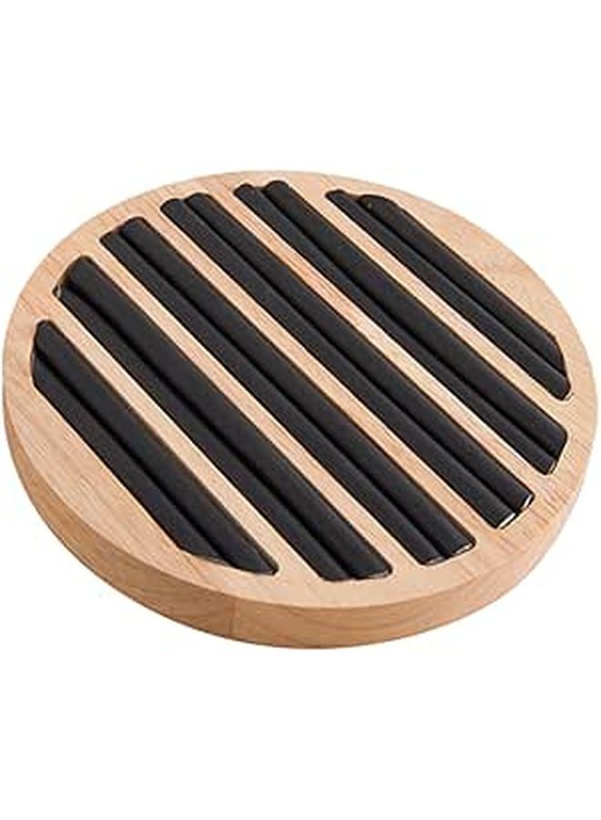 Natural Wood Ring Organizer Tray with Slot Design for Jewelry Storage on Dressing Table - Image 1
