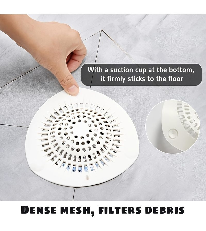 White Bathroom Anti-Clogging Hair Trap Drain Stopper Sink Filter Plug With Suction Cup Installed Floor Drain Cover - Image 4