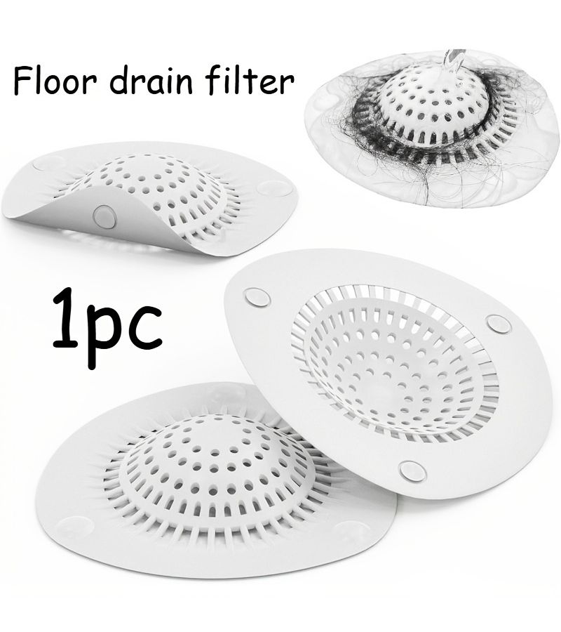 White Bathroom Anti-Clogging Hair Trap Drain Stopper Sink Filter Plug With Suction Cup Installed Floor Drain Cover - Image 1