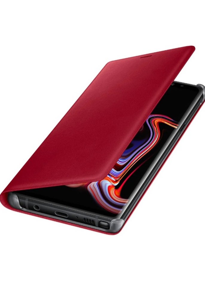 ماركة غير محددة - حافظة جلدية قابلة للطي لهاتف Samsung Galaxy A8 Plus (2018)، بدون مستشعر وفتحة بطاقة وغطاء حماية كامل متوافق مع هاتف Samsung Galaxy A8 Plus (2018) (6.0 بوصات) (أحمر) - Image 1