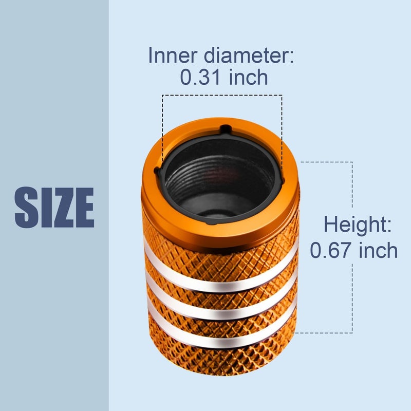 DECURCAR Tire Valve Stem Caps - (5 Pack) Tire Air Caps Metal with Plastic Liner Corrosion Resistant Leak-Proof American Flag for Car Truck Motorcycle Bike Orange - Image 3