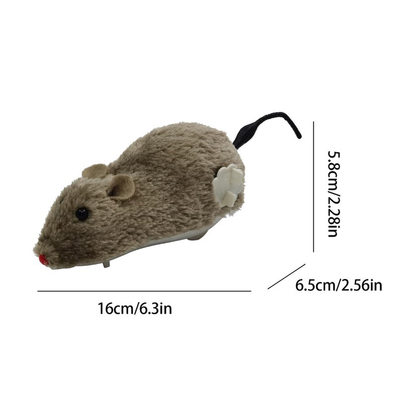 Wind Up Interactive Cat Toy Plush Mouse For Indoor Play Exercise Soft Fabric - Image 3