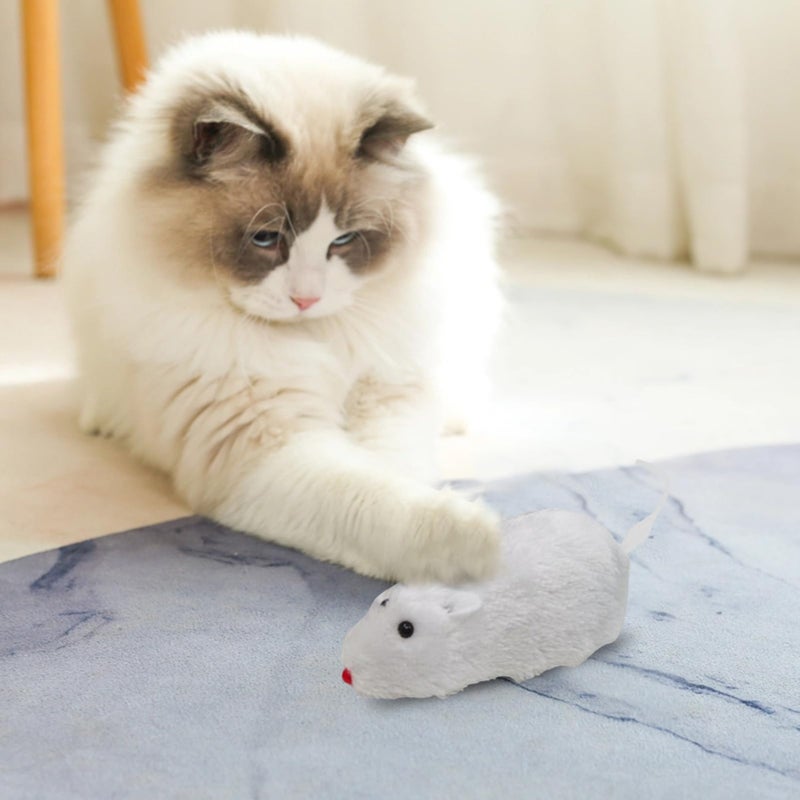 Wind Up Interactive Cat Toy Plush Mouse For Indoor Play Exercise Soft Fabric - Image 4