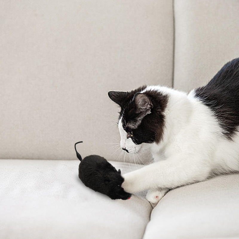 Wind Up Interactive Cat Toy Plush Mouse For Indoor Play Exercise Soft Fabric - Image 5