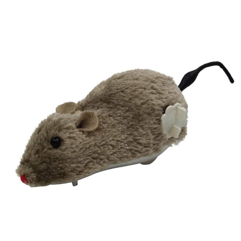 Wind Up Interactive Cat Toy Plush Mouse For Indoor Play Exercise Soft Fabric - Image 2