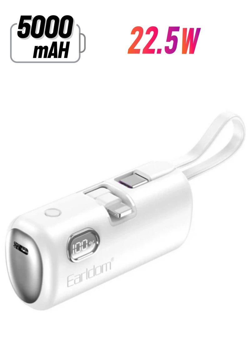 Earldom Mini 5000mAh 22.5W Powerbank PD41 | Compact & Fast Charging Portable Power Bank for Smartphones, Tablets, and More | Lightweight Design, USB-C & USB-A Ports - Image 1