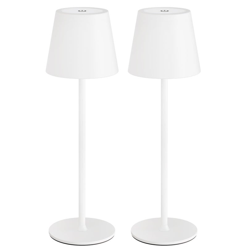 uuffoo 2 Pack Cordless Table Lamp Rechargeable 5000mAH Battery Operated Lights Touch Control LED Portable Desk Lamps 3 Color Dimming for Outdoor Coffee Bedroom Kitchen White - Image 2
