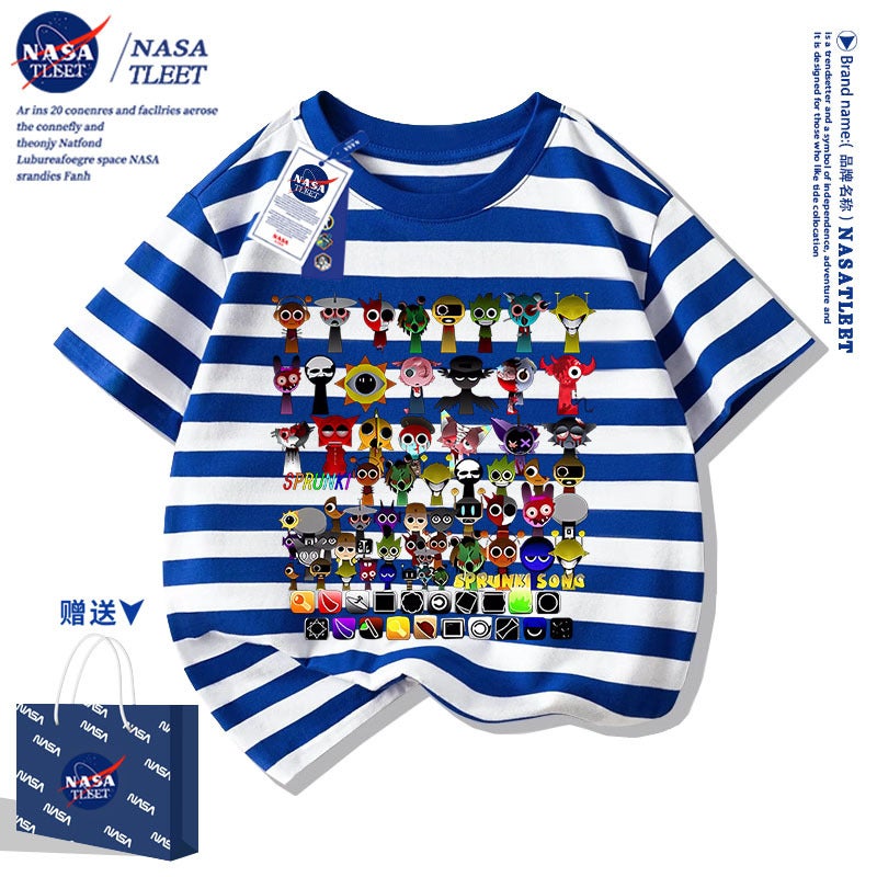 Nasa Joint Sprunki Rhythm Box Surrounding Clothes Children'S Short-Sleeved T-Shirt Boys And Girls Pure Cotton T-Shirt Summer - Image 1