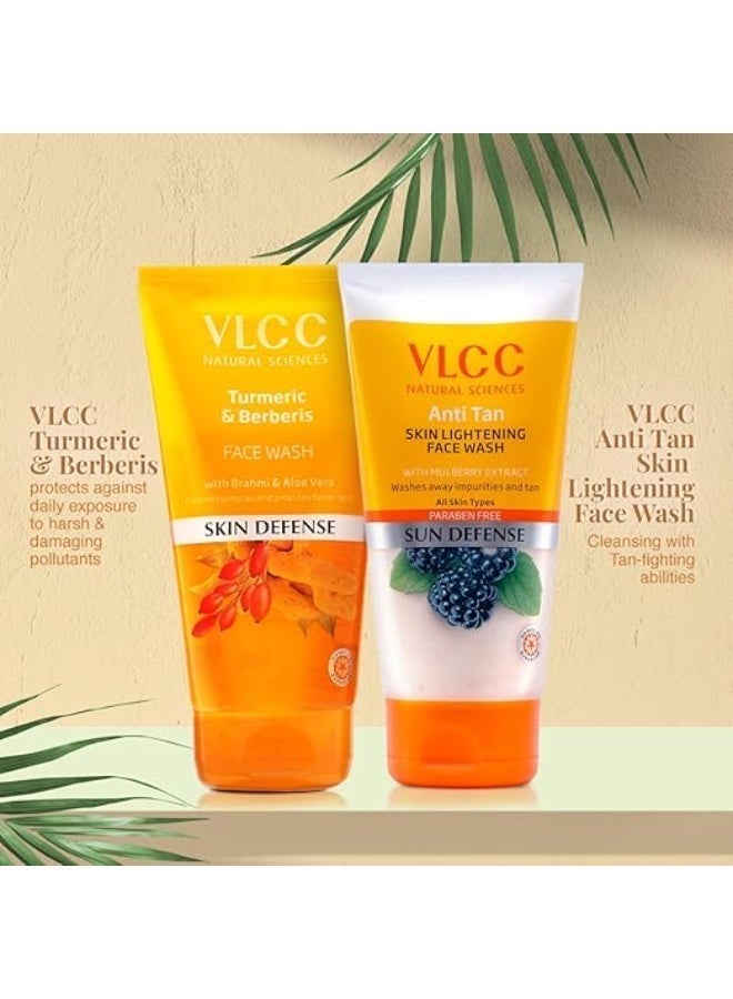 فى ال سي سي غسول الوجه VLCC بالكركم والبرباريس + غسول الوجه لتفتيح البشرة ومكافحة التصبغات - 150 مل × 2 - - مع الكركم والبرباريس، ومستخلص التوت، ومستخلص قشر البرتقال - Image 1