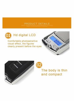 Y&D 200 G / 0.01G Mini Digital Pocket Scale, Precision Portable Gram Scale with Ring Keychain, Multi-Function Car Key Shape Electronic for Jewelry, Food (Silver)  - Image 3