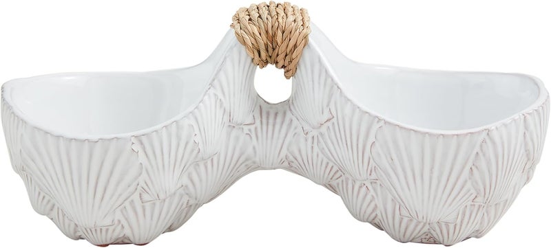 Mud Pie Sea Double Serving Dish 2 12 x 10 WHITE - Image 1