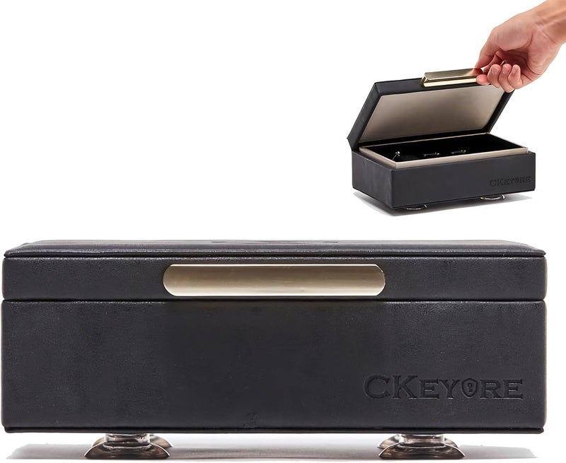 صندوق مفاتيح CKEYURE | صندوق فاراداي لمفاتيح السيارة | صندوق حجب إشارة مفتاح السيارة | RFID | إغلاق مغناطيسي | حجب الإشارة لأمن السيارة | تشغيل بيد واحدة (أسود) - Image 1