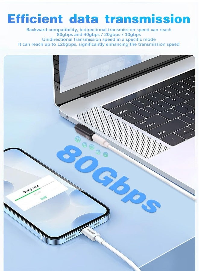 Duttek 90 Degree USB C Extender Adapter [240W 80Gbps 8K@60Hz], USB C Right Angle Adapter, Type C Extender for Thunderbolt 5/4, MacBook, Switch, iPhone 16/15 2 Pack - Image 2