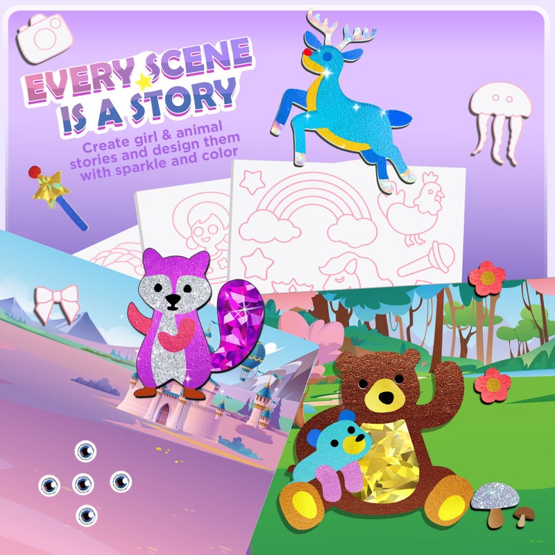 URMYWO Fun Foil Art Craft Supplies Kits, Princess Arts and Crafts for Kids Ages 4-8, No Mess DIY Creative Activity Sticker & Coloring Books,Easter Basket Stuffers,Gifts for 4 5 6 7 8 9 10 Year Old Girls Boys - Image 5