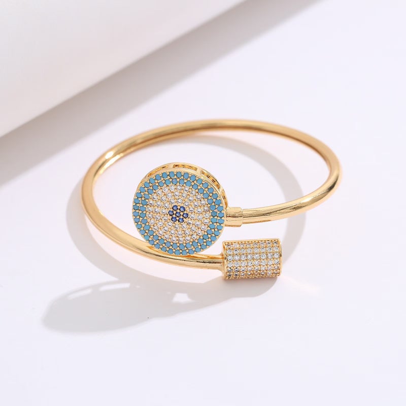 Hi Ring Jewelry Copper Micro-Inlaid Zircon Personalized Hip Hop Devil'S Eye Bracelet Ring Adjustable Women'S Holiday Gift - Image 1