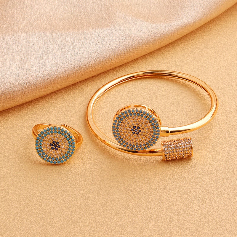 Hi Ring Jewelry Copper Micro-Inlaid Zircon Personalized Hip Hop Devil'S Eye Bracelet Ring Adjustable Women'S Holiday Gift - Image 5