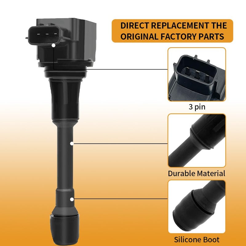 CNPAPC 4 PCS UF549 Ignition Coil Pack with Spark Plugs Compatible with Nissan Altima/March/NP300/Rogue/Sentra/Pathfinder 1.6L 1.8L 2.5L, for Infiniti FX50/M56/Q70 5.0 5.6L 2019# GN10241 5C1753 22448ED000 - Image 4