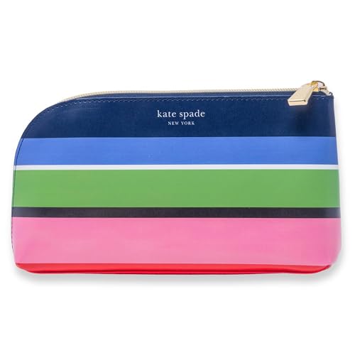 Kate Spade New York Zipper Pouch Filled with Planner Stickers and Accessories, Set Includes Notepad, Sticker Tabs, Black Ink Pen and Holder, Vegan Leather Accessory Bag, Sunny Day Stripe - Image 3