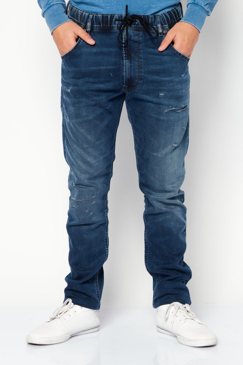 DIESEL جينز كروالي-ن للرجال بقصة عادية وقابل للتمدد، أزرق - Image 1