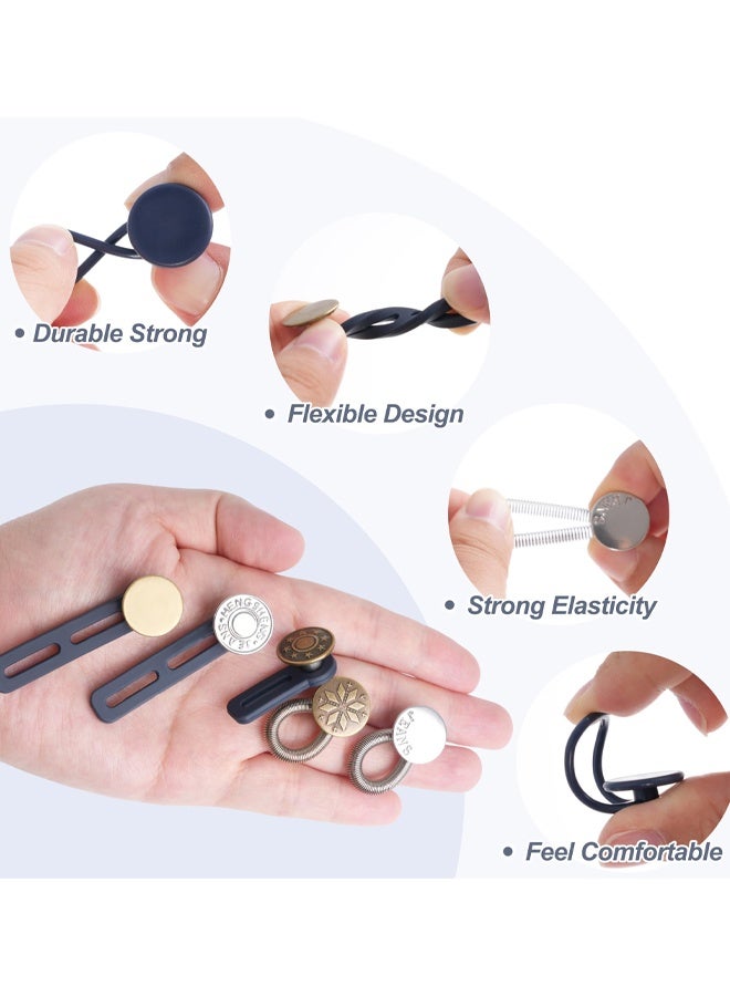 36 PCS No-Sew Button Extenders For Jeans, Adjustable Pants Button Extender, Invisible Waistband Extenders with Fabric Belts And Zinc Alloy Buttons, Comfortable Pants Extender For Women And Men - Image 3