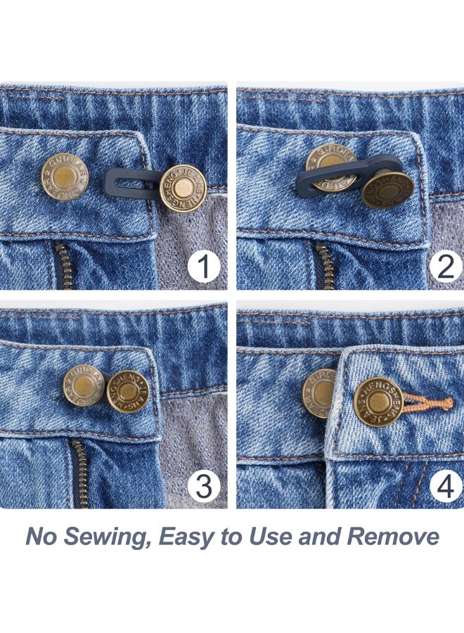 36 PCS No-Sew Button Extenders For Jeans, Adjustable Pants Button Extender, Invisible Waistband Extenders with Fabric Belts And Zinc Alloy Buttons, Comfortable Pants Extender For Women And Men - Image 5