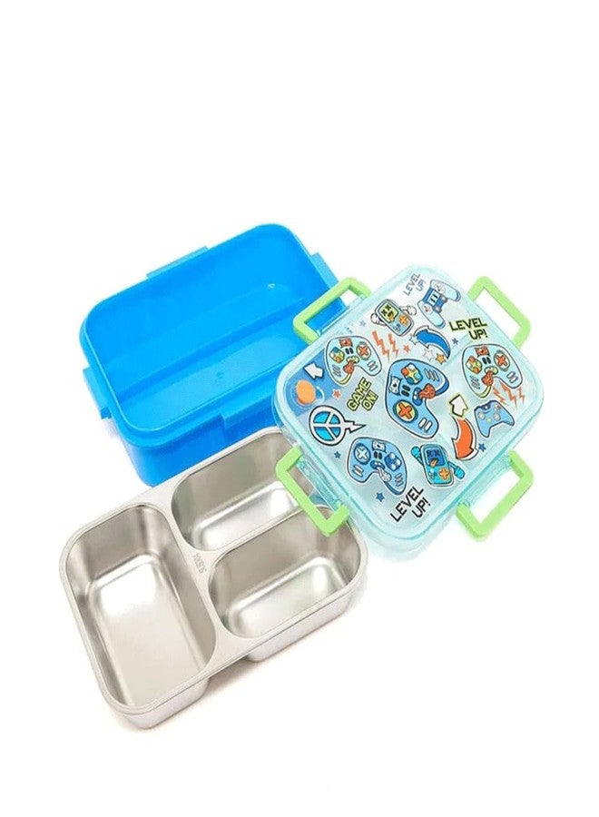 Zinnia Steel Lunch Box for Kids, Leak Proof & Air Tight Kids Lunch Box for School Boys & Girls, 3 Compartment Lunch Box for Office use for Adults - Image 1