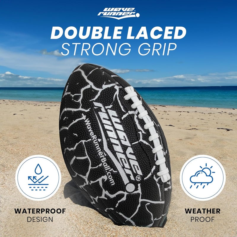 WaveRunner Grip It Waterproof Junior Size Football, 9.25 Size, Durable & Double Laced, Perfect for Beach Accessories, Kids Games, Pool Toys, Outdoor Games, All-Weather Indoor & Outdoor Play - Image 2