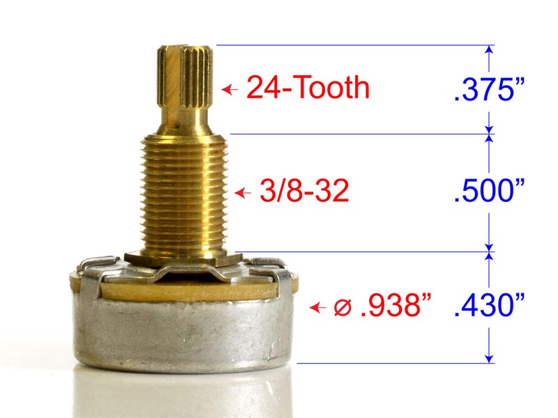 ToneShaper CTS Pot, 500k Audio, Long Split Shaft (10 Pack) - Image 3