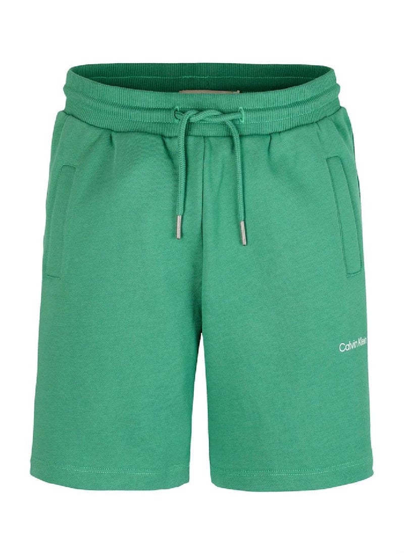 Calvin Klein Jeans Kids' Terry Jogger Shorts - Cotton, Green  - Image 4