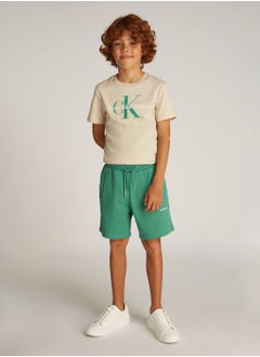 Calvin Klein Jeans Kids' Terry Jogger Shorts - Cotton, Green  - Image 3