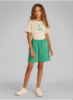 Calvin Klein Jeans Kids' Terry Jogger Shorts - Cotton, Green  - Image 5