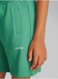 Calvin Klein Jeans Kids' Terry Jogger Shorts - Cotton, Green  - Image 2