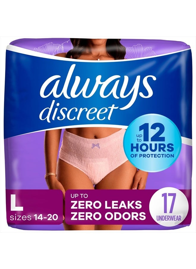 Always Discreet ملابس داخلية للنساء بعد الولادة وسلس البول للبالغين، الحد الأقصى، كبير، 17 قطعة (قد تختلف العبوة)  - Image 1