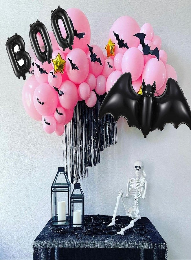EASUTE Halloween A Little Boo Balloon Arch, 169PCS Pink Black Balloons with Black Bat BOO Balloon Bat Wall Stickers for Spooky One Birthday Decorations Baby Shower Birthday Halloween Party Supplies - Image 3