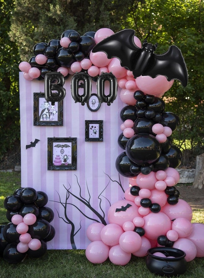 EASUTE Halloween A Little Boo Balloon Arch, 169PCS Pink Black Balloons with Black Bat BOO Balloon Bat Wall Stickers for Spooky One Birthday Decorations Baby Shower Birthday Halloween Party Supplies - Image 4