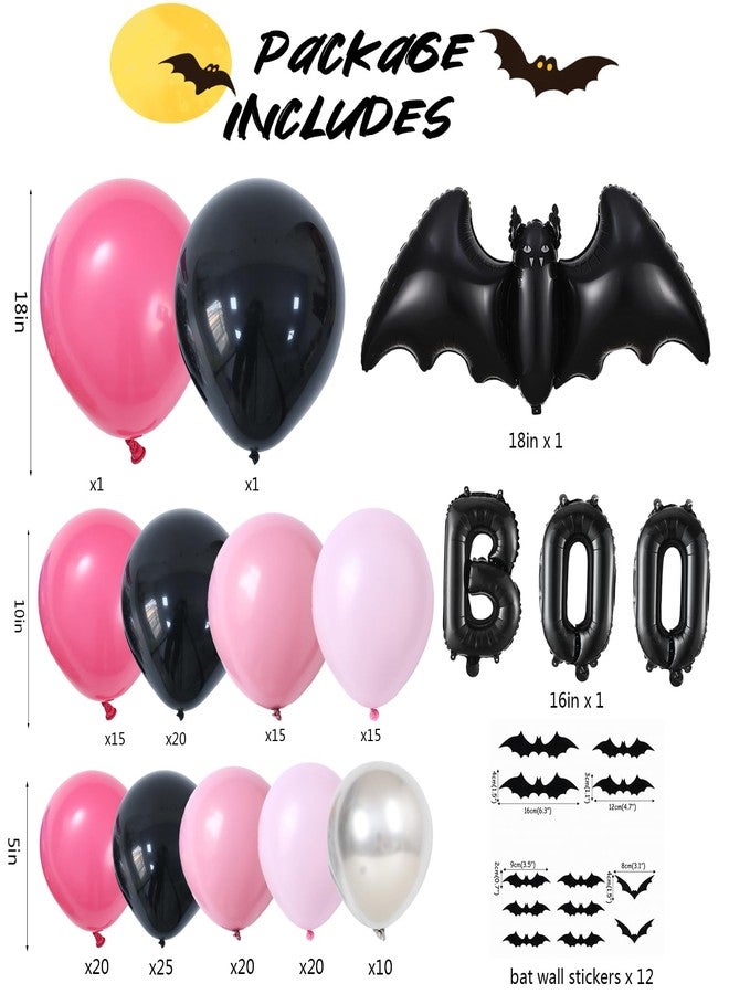 EASUTE Halloween A Little Boo Balloon Arch, 169PCS Pink Black Balloons with Black Bat BOO Balloon Bat Wall Stickers for Spooky One Birthday Decorations Baby Shower Birthday Halloween Party Supplies - Image 2
