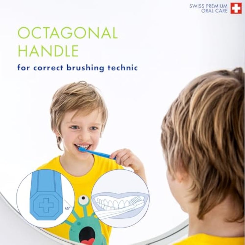 Curaprox Kids Ultra Soft Toothbrush Trio Pack | 3 Pack Soft Toothbrush for Sensitive Gums | Gentle Curen Filaments for Ages 4 to 12 | Swiss Made Oral Care (Blue Purple Pink) - Image 5