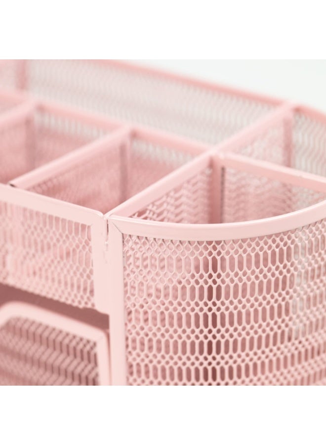 BLU MONACO Pink Desk Organizer | Strong Metal Desktop Organizer for Office Supplies | Light Pink Desk Accessories with 8 Compartments | Metal Mesh Stationery Holder for Home or Office - Image 5
